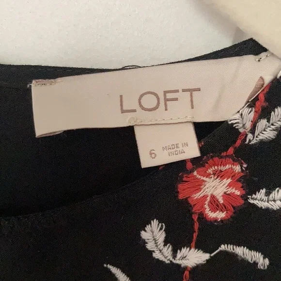 LOFT Black embroidered dress - Picture 5 of 10